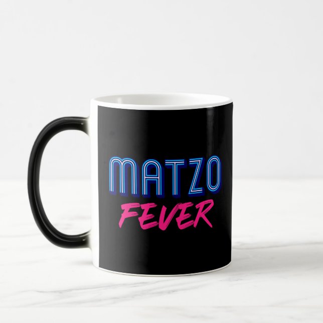  Matzo Fever Blue Pink 70s Jewish Disco Slogan Magic Mug (Left)