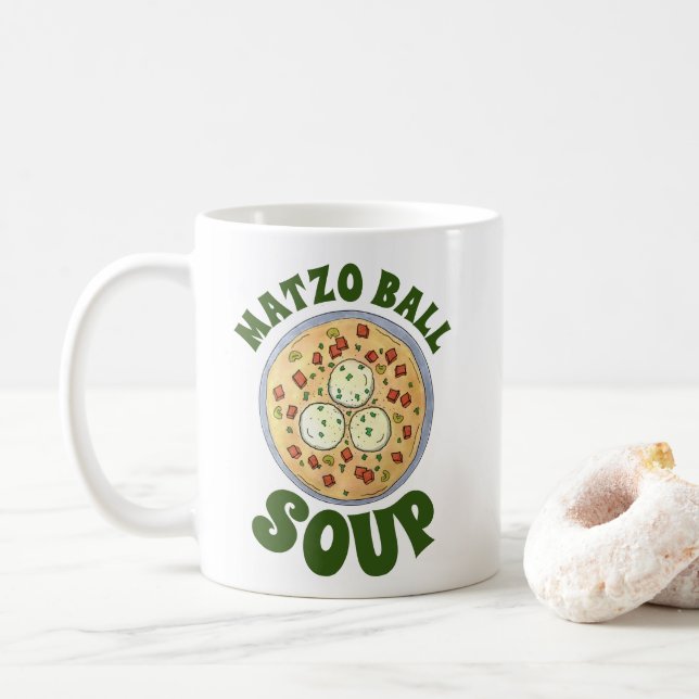 Matzo Matzah Ball Soup Jewish Cuisine Passover Coffee Mug (With Donut)