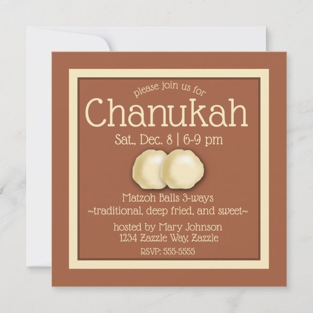 Matzoh Ball Hanukkah Party Invitation (Front)