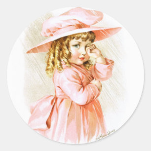 Maud Humphrey: Spring Girl in the Rain Classic Round Sticker
