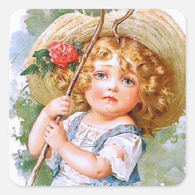 Maud Humphrey's Sweet Little Summer Girl Square Sticker (Front)