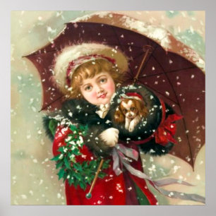 Maud Humphrey's Winter Girl with dog Poster