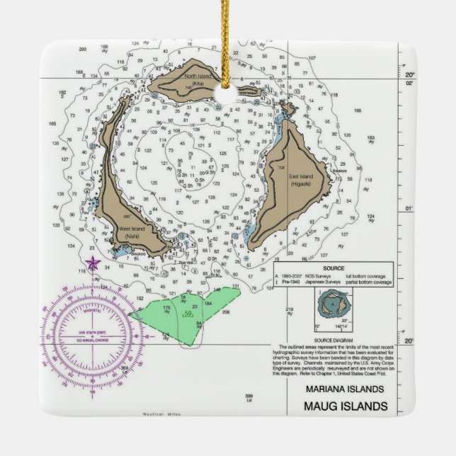 Maug Islands Marianas Islands Chart Ceramic Ornament (Back)