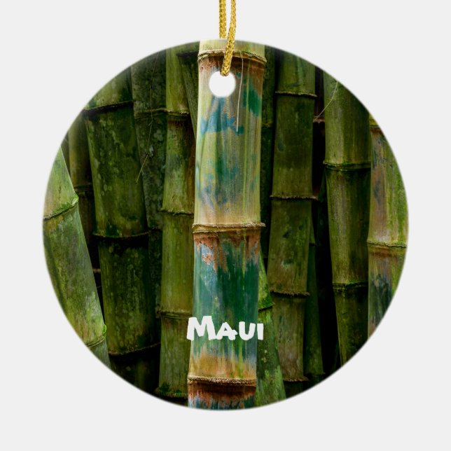Maui Bamboo and Painted Trees Ceramic Ornament (Front)