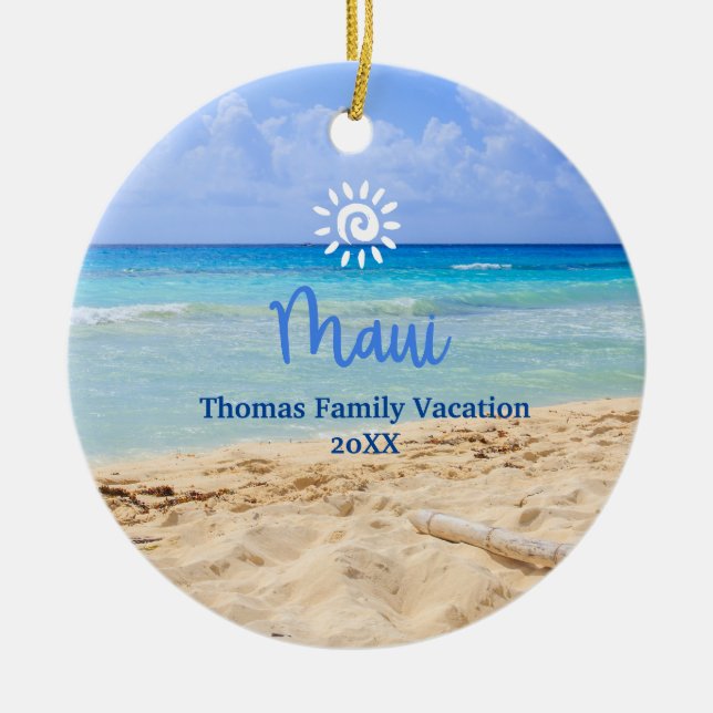 Maui Beach  Ceramic Ornament (Front)