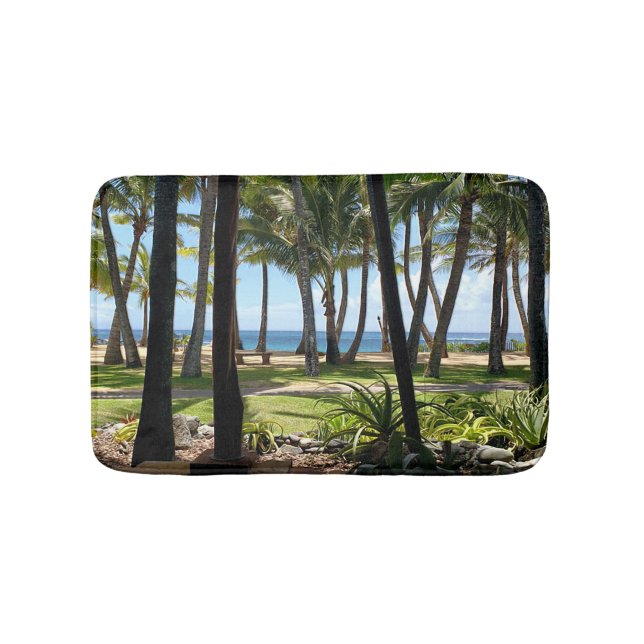Maui Beach Hawaii Palm Trees Bath Mat (Front)