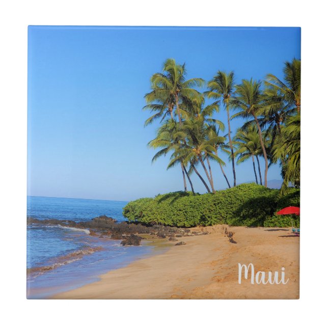Maui Beach Umbrella Ceramic Tile (Front)