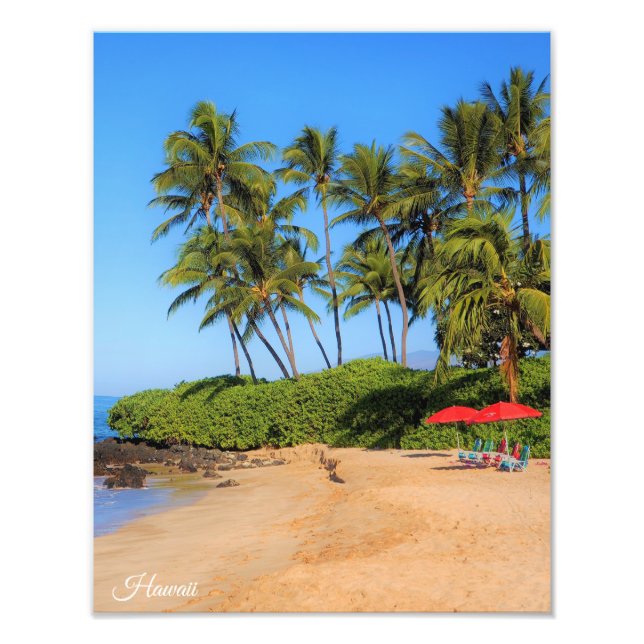 Maui Beach Umbrellas Photo Print (Front)
