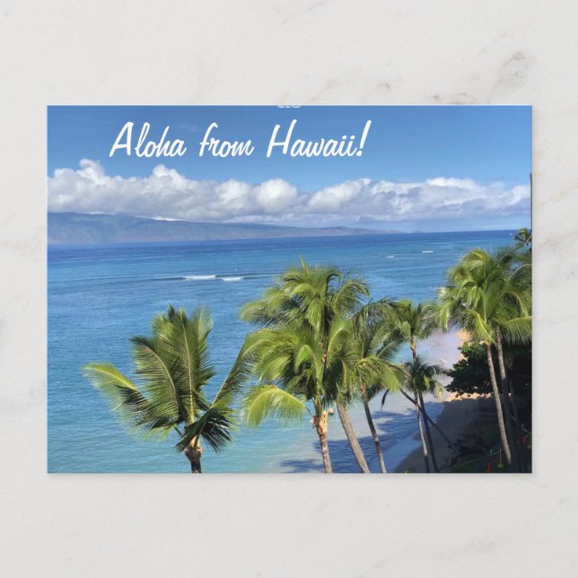 Maui Beach with Ocean and Palms Postcard (Front)