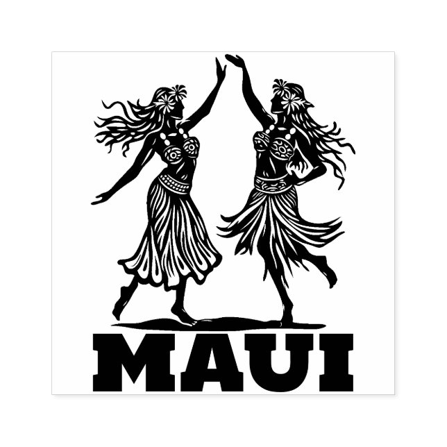 Maui Beautiful Hawaiian Hula Dancer Rubber Stamp   (Imprint)