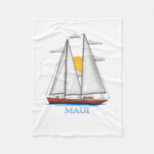 Maui Coastal Nautical Sailing Sailor Fleece Blanket