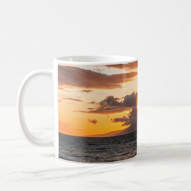 Maui Hawaii Beach Panoramic Sunset over the Ocean Coffee Mug (Left)