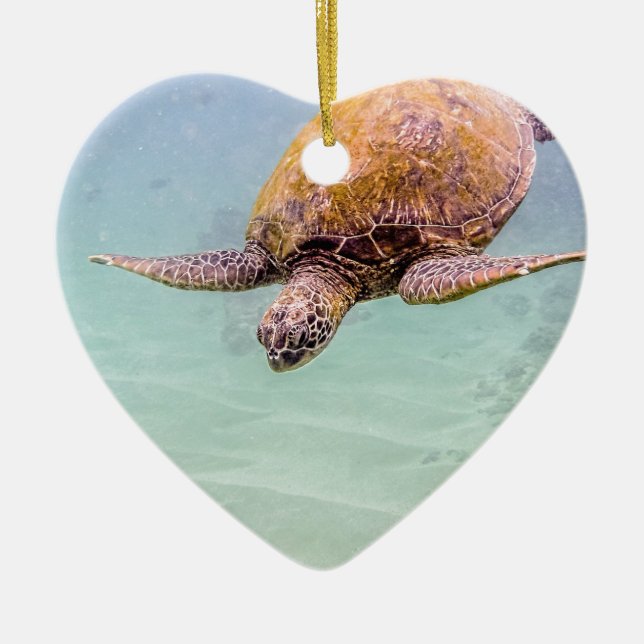 Maui Hawaii Beach Turtle 2014 Ceramic Tree Decoration (Front)