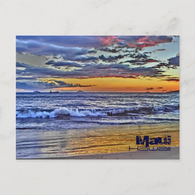 Maui Hawaii beach waves postcard (Front)