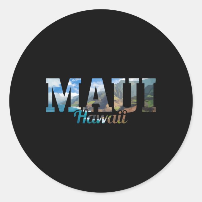 Maui Hawaii Hawaiian Islands Surf Surfing Surfer Classic Round Sticker (Front)
