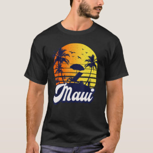 Maui Hawaii Hawaiian Sunset Beach Retro T-Shirt