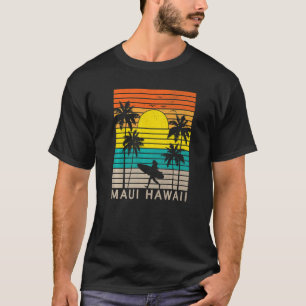 Maui Hawaii HI Beach Surfer Girl Surfing Palm Tree T-Shirt
