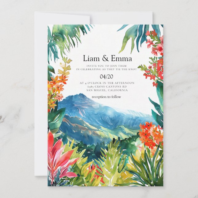 Maui Hawaii Mountain Wedding Invitation (Front)
