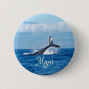 Maui Hawaii Ocean Whale Tail 6 Cm Round Badge