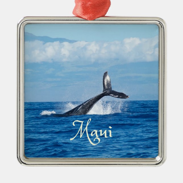 Maui Hawaii Ocean Whale Tail Metal Ornament (Front)