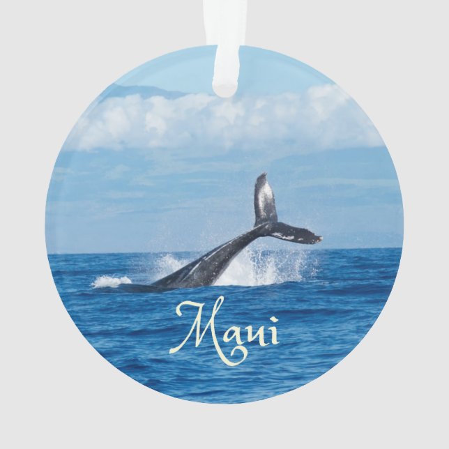 Maui Hawaii Ocean Whale Tail Ornament (Back)