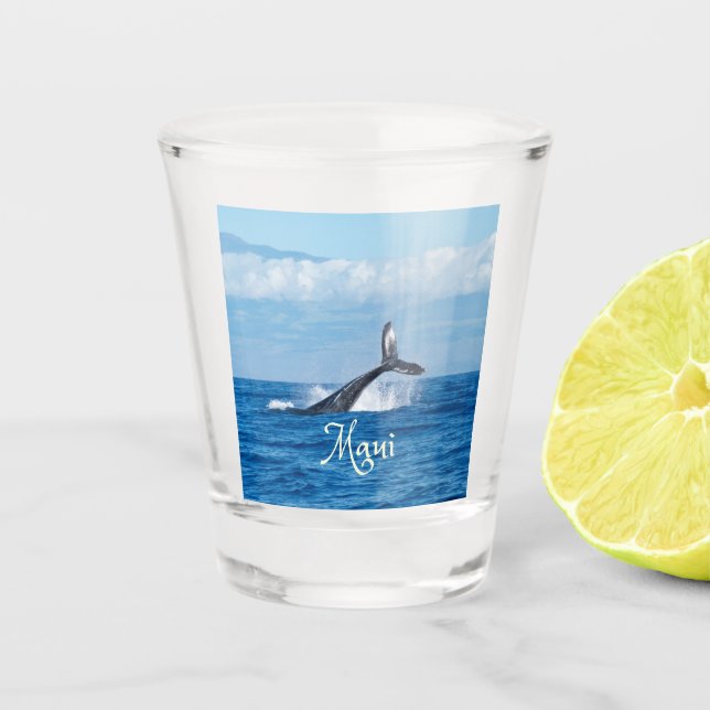 Maui Hawaii Ocean Whale Tail Shot Glass (Front)
