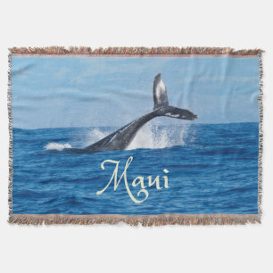 Maui Hawaii Ocean Whale Tail Throw Blanket
