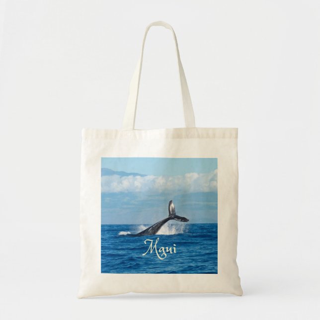 Maui Hawaii Ocean Whale Tail Tote Bag (Front)