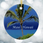 Maui Hawaii Ornament<br><div class="desc">Beautiful bold blues behind a green palm tree for people who love Maui.</div>