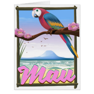 Maui Hawaii parrot tropical travel poster