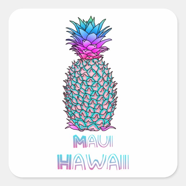 Maui Hawaii Pineapple Square Sticker (Front)