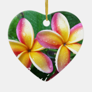 Maui Hawaii Plumeria Flowers Ceramic Tree Decoration