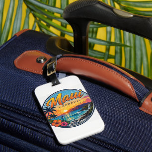 Maui Hawaii Retro Travel Logo  Luggage Tag