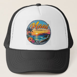 Maui Hawaii Retro Travel Logo  Trucker Hat