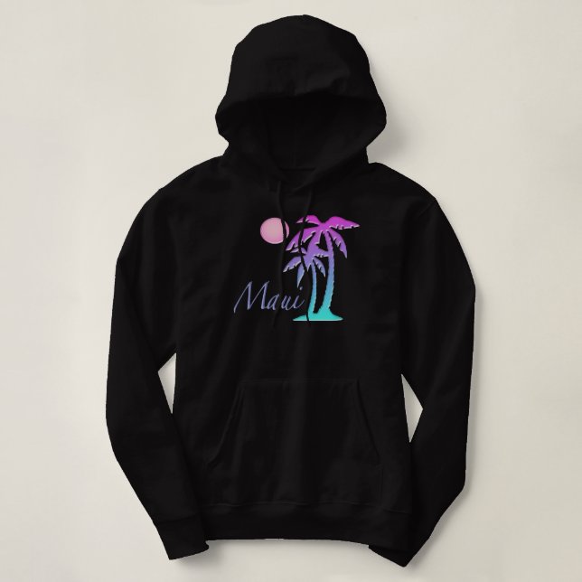 Maui Hawaii Souvenir Palm Tree Hawaiian Island Sun Hoodie (Design Front)
