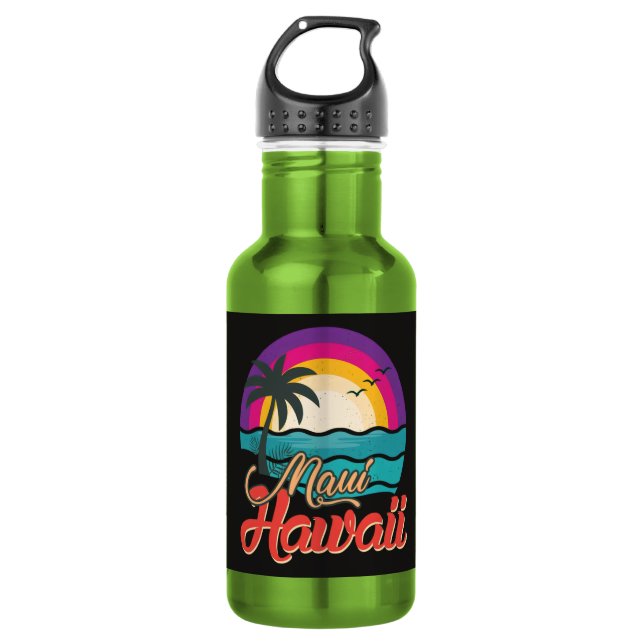 Maui Hawaii Sunset Beach Waves 532 Ml Water Bottle (Front)