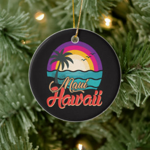 Maui Hawaii Sunset Beach Waves Ceramic Ornament