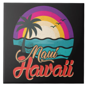Maui Hawaii Sunset Beach Waves Ceramic Tile