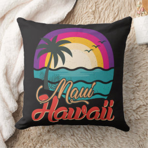 Maui Hawaii Sunset Beach Waves Cushion