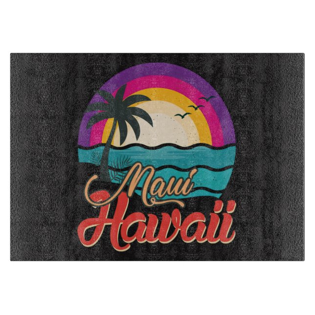 Maui Hawaii Sunset Beach Waves Cutting Board (Front)