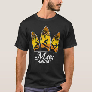 Maui Hawaii Surfer Spot Sunset Surfboards Surf T-Shirt