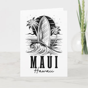 Maui Hawaii Surfer Vintage Surf Board Surfing Hawa Card