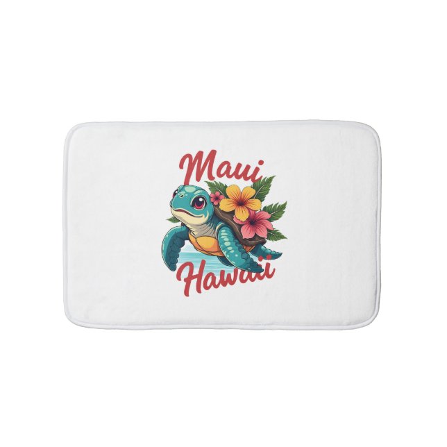 Maui Hawaii T Shirt Girl Women Kids Sea Turtle Haw Bath Mat (Front)