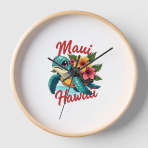 Maui Hawaii T Shirt Girl Women Kids Sea Turtle Haw Clock