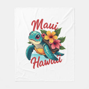 Maui Hawaii T Shirt Girl Women Kids Sea Turtle Haw Fleece Blanket