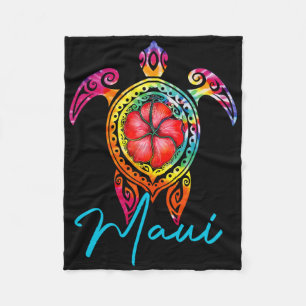 Maui Hawaii Tie Dye Sea Turtle Fleece Blanket