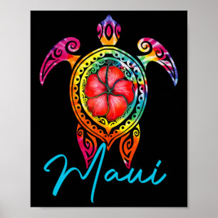 Maui Hawaii Tie Dye Sea Turtle Poster