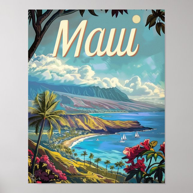 Maui Hawaii Travel Poster Art Print Poster (Front)