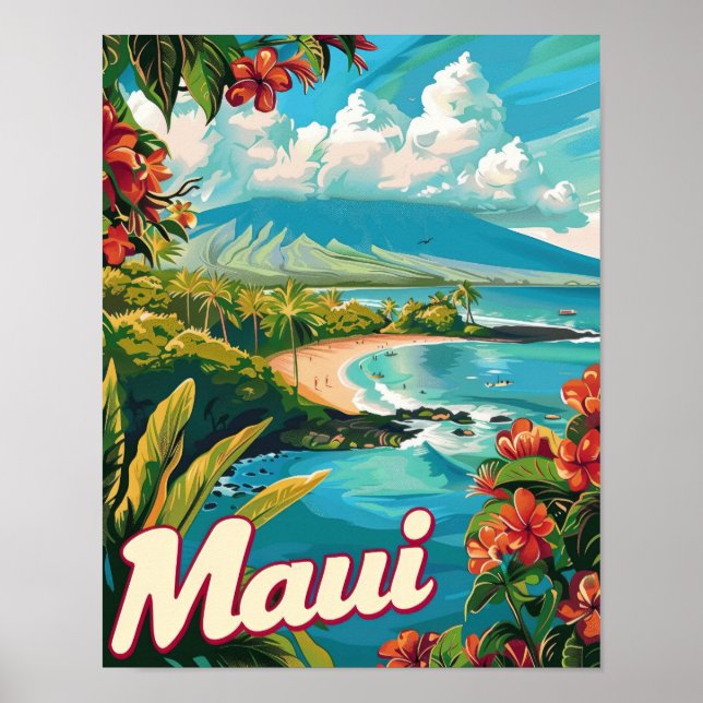Maui Hawaii Travel Poster Art Print Poster (Front)