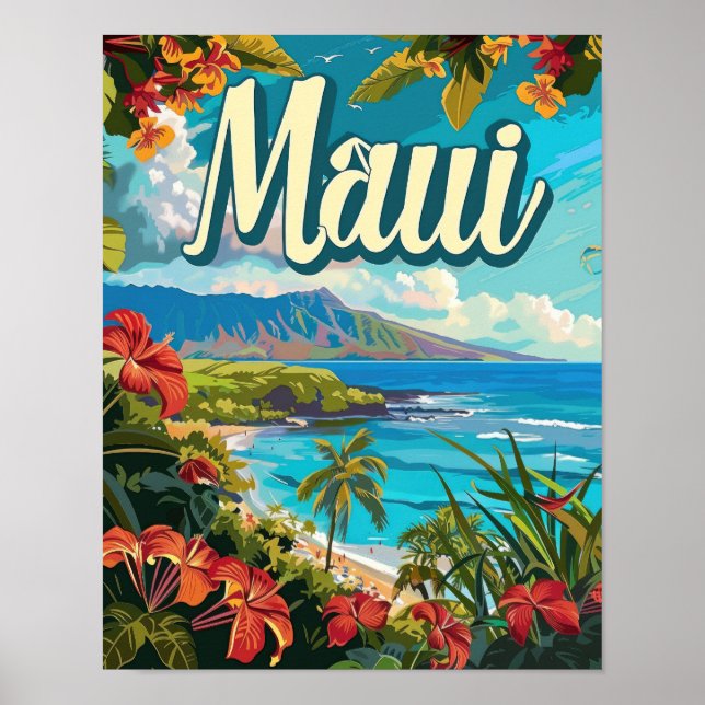 Maui Hawaii Travel Poster Art Print Poster (Front)